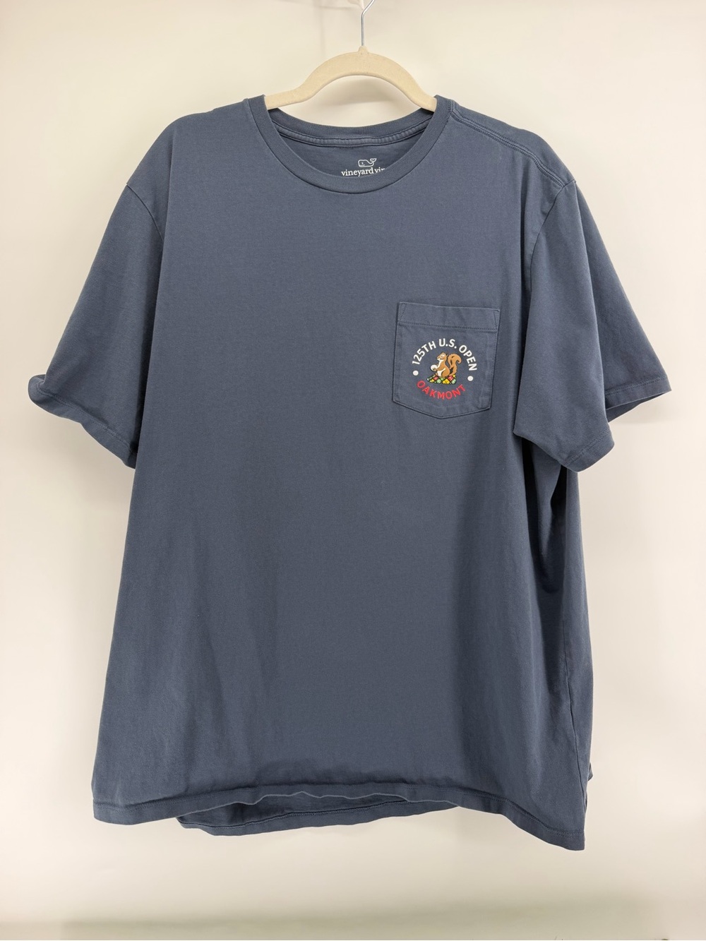Vineyard Vines Navy Short-Sleeve Pocket Tee with 125th U.S. Open Patch
